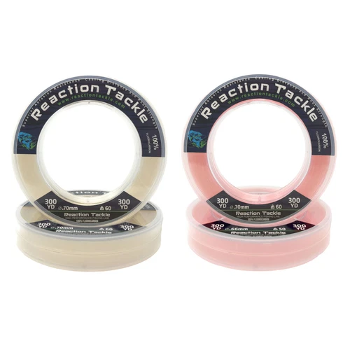 Reaction Tackle 100% Pure Fluorocarbon Fishing Line Pink or Clear Leader Line