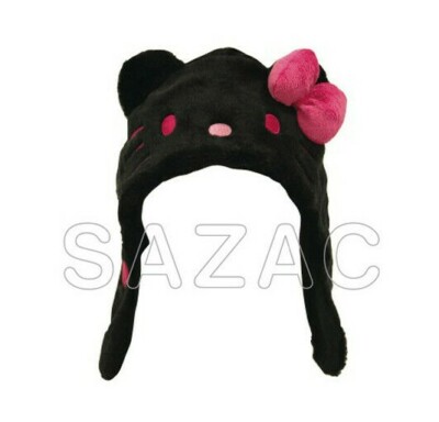 Hello Kitty Plush Cap Hat Costume Cosplay Sanrio Black Japan Free