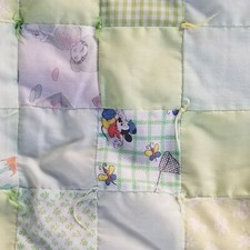 Vtg " Disney "Handmade Baby Childs Quilt Mickey Mouse Floral Etc Unisex 43"x63"