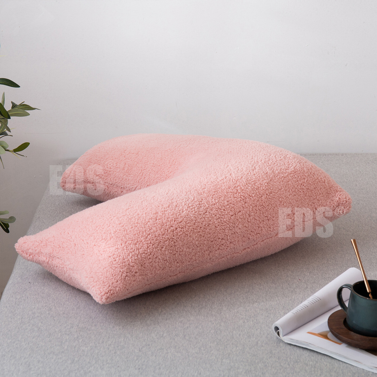 Teddy Fleece V Shaped Orthopaedic Pillow with Pillow Case Pregnancy