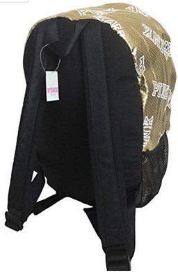 Victoria\'s Secret PINK Black Backpack with Metallic Logo Victoria main image 4