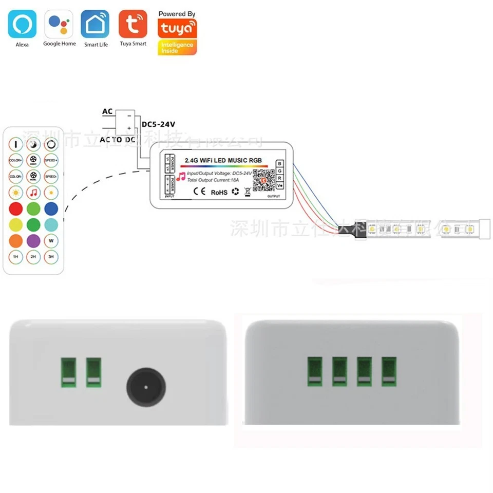 RGB LED Controller TUYA Smart Life App Control For DC5-24V COB LED Strip Light - Image 2 of 4
