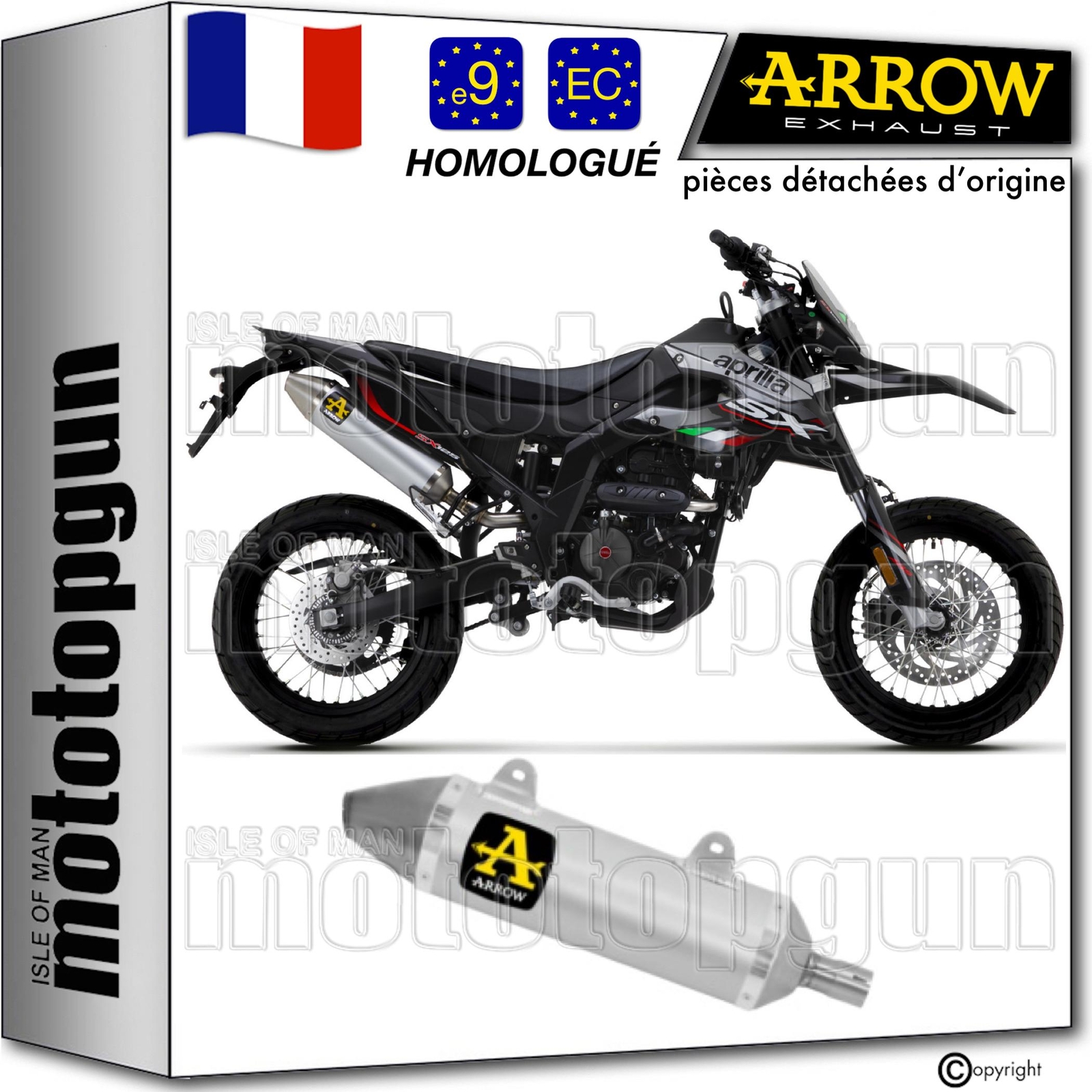 Pot echappement Arrow Thunder pour moto Aprilia RX et SX 125 4T