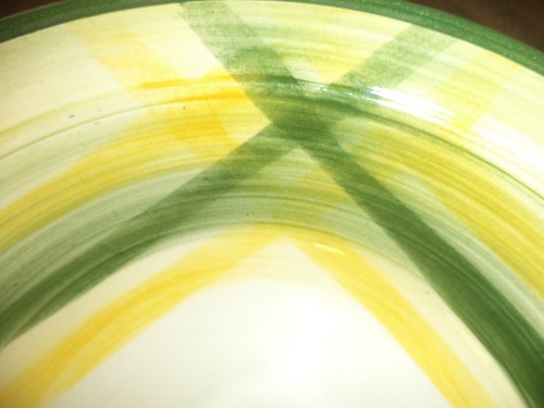 Vernon Ware Metlox Vegetable Bowl Gingham Green Yellow - 第 2/3 張圖片