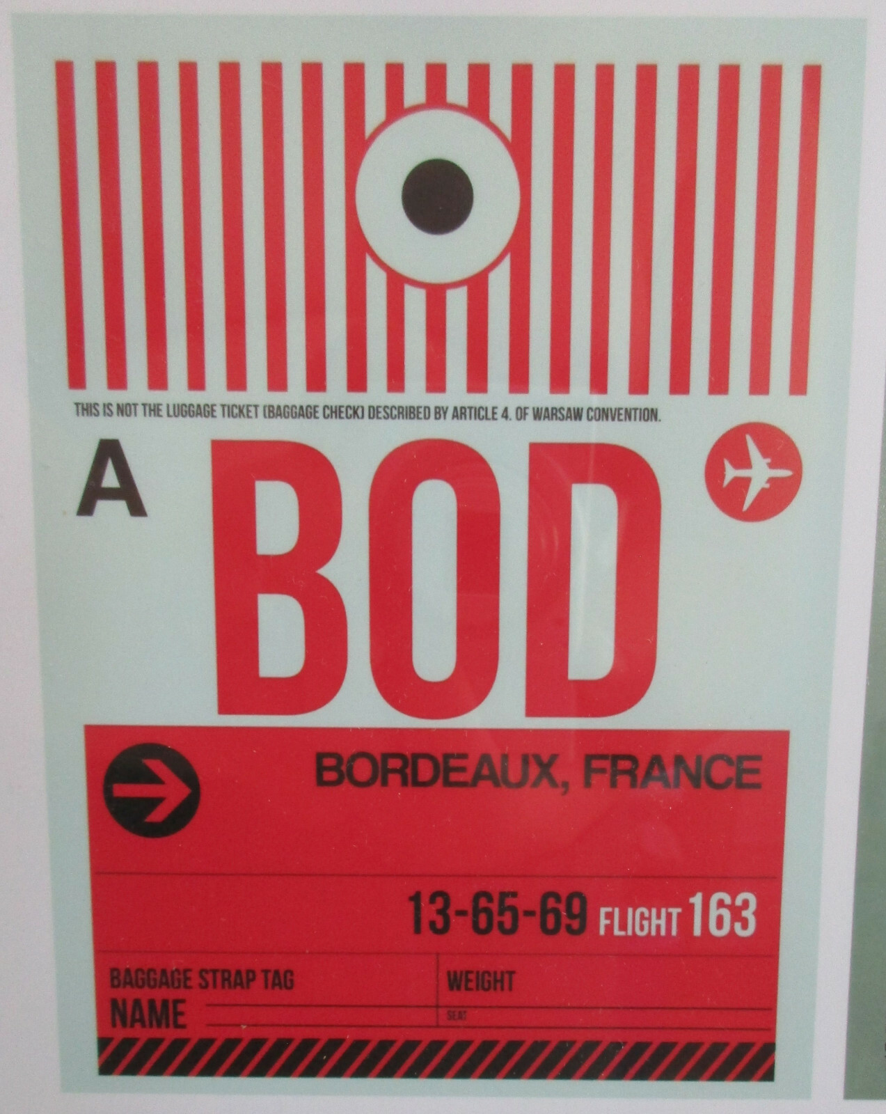 Ikea Ribba 13080 Airline Airport Bag Baggage Luggage Tags Framed Poster