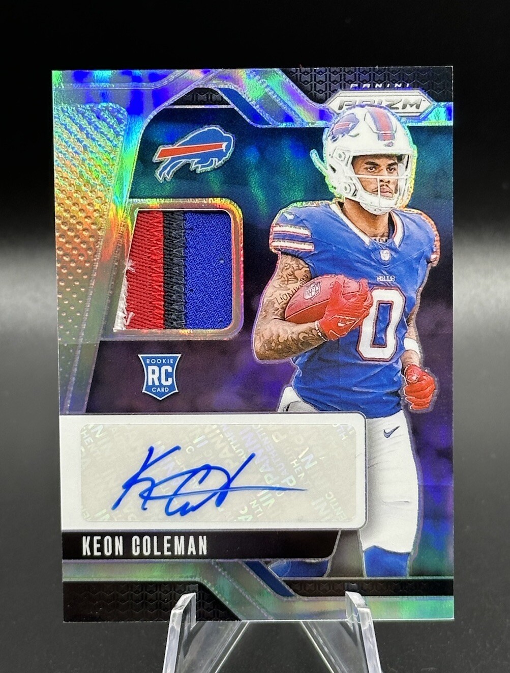 2024 Prizm KEON COLEMAN Rookie (RC) Silver Prizm 4 Color Patch Auto /99 🔥 Bills