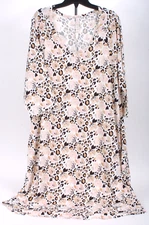 New Retreat 1X Jersey Loungewear Midi Dress / Gown V-neck Rose Leopard  1148
