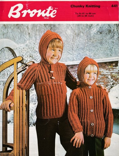 Bronte 441 Original Kinder Strickmuster Grobstrickjacke mit Kapuze