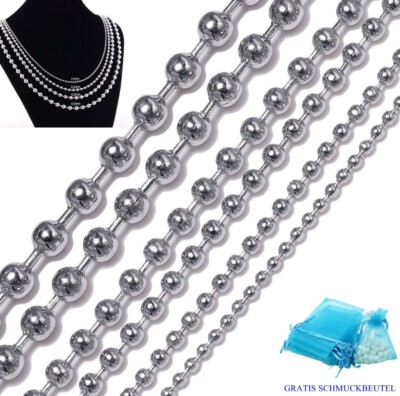 KUGELKETTE Edelstahl 1,5-10 mm Halskette Anhänger 18 - 120 cm Kette Herren Damen