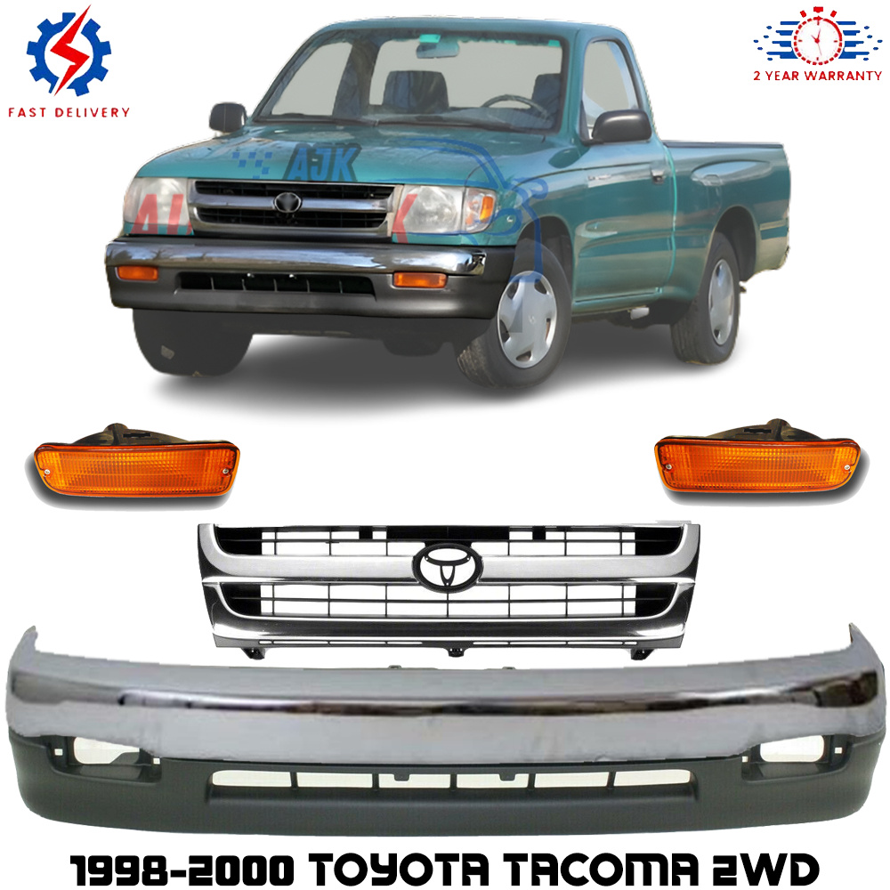Front Bumper Chrome & Grille Assembly Kit For 1998-2000 Toyota Tacoma 2WD