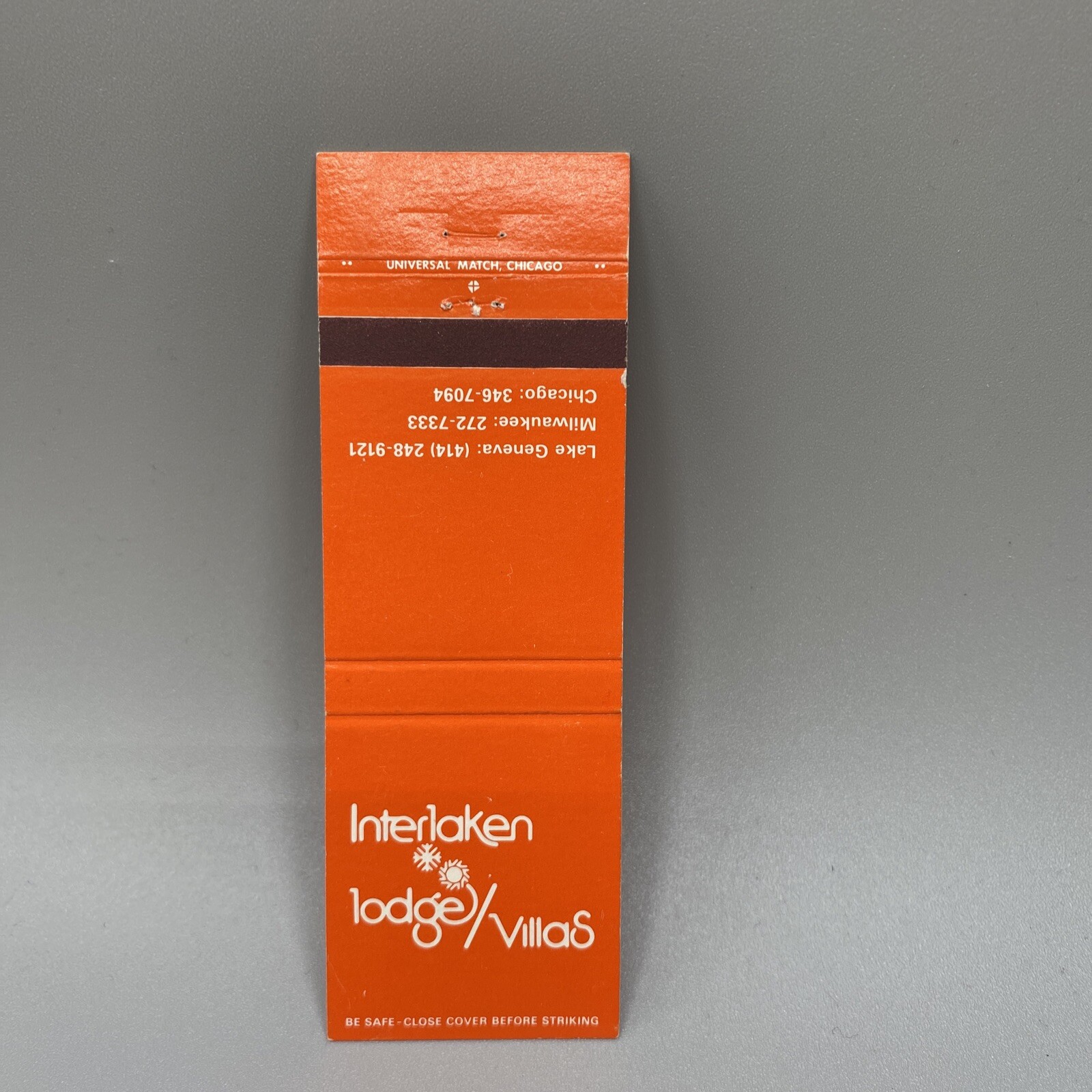 Matchbook Cover Retro Advertising Interlaken Lodge Villas Lake Geneva