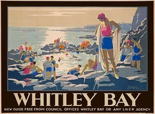 Whitley Bay Great Britain Seacoast England Vintage Travel Advertisement Poster 