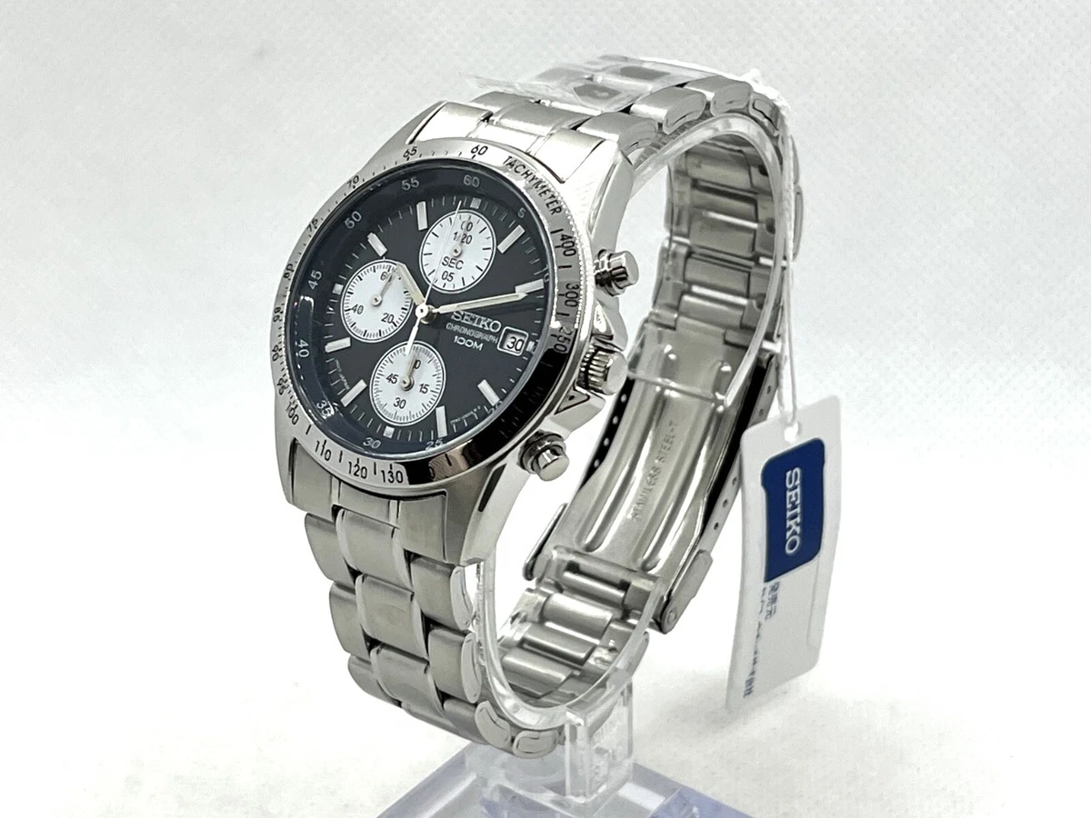 Unused SEIKO Chronograph Men s Wristwatch Reverse Panda Dial
