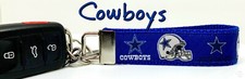 Dallas Cowboy Key Fob Wristlet Keychain 1"wide Zipper pull Camera strap handmade