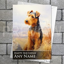 Welsh Terrier birthday card / greetings card. 5x7 inches. Personalised or Blank.