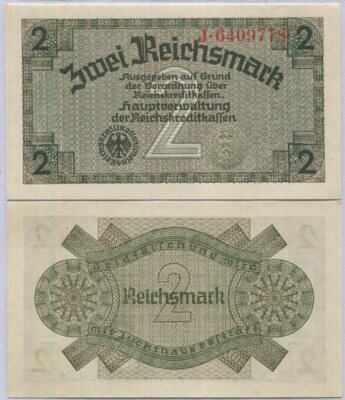 Germany 2 Reichsmark ND (1940-1945) 7 digit P R137a UNC | eBay