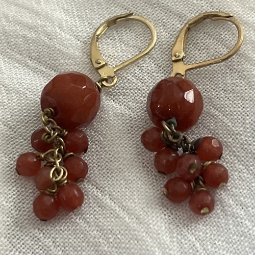 Burnt Umber Color Beaded Talbots Necklace + Earrings Set - Picture 3 of 4