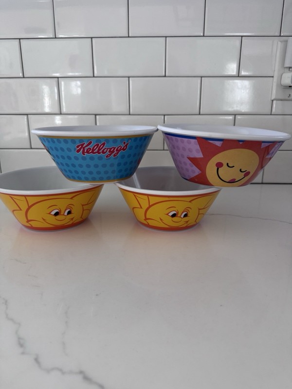 Kellogg's Rice Krispies 1990s Vintage Multicolor Cereal Bowls Set Of 4