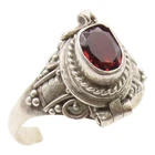 925 Sterling Silver Vintage Ring Garnet Statement Band OPENS  Sz 6.5  RG36369
