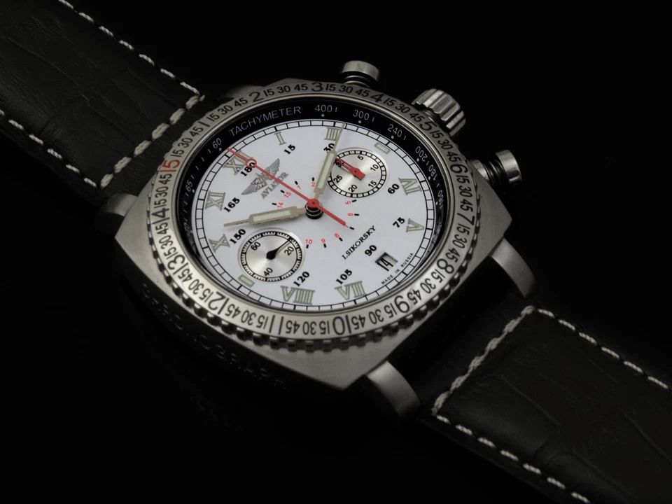 Poljot Aviator I.SIKORSKY Chronograph 3133/2111755 Helicopter white limited DE - Photo 3/4
