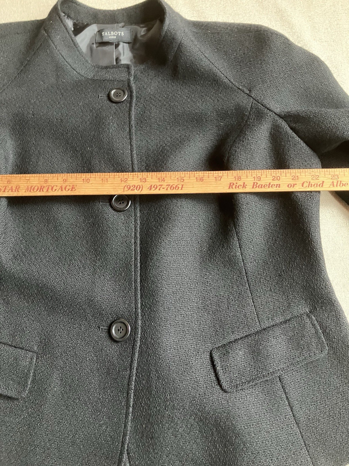 Talbots Wool Blend Button Front Black Blazer 14 X… - image 5