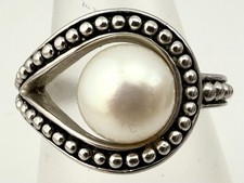 HONORA 925 STERLING SILVER PEARL TEARDROP DESIGN SZ 7 RING K496C