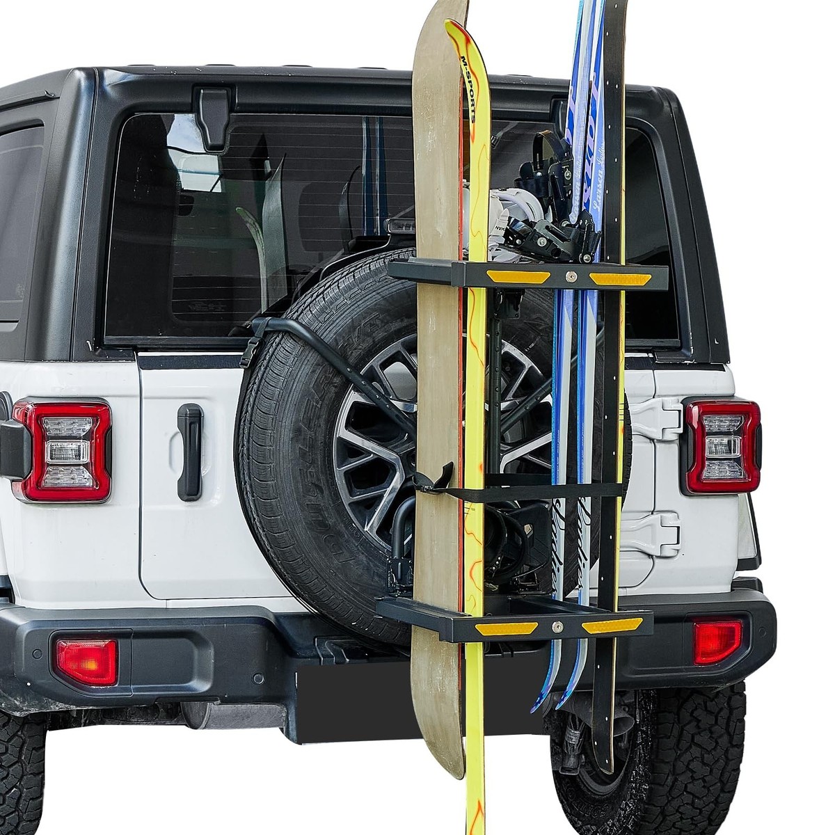 JOYTUTUS Spare Tire Ski Snowboard Rack with Security Lock Folding