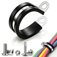 Taiss 50Pcs 1/2 Inch Cable Clamps 304 Stainless Steel Rubber 1/2", 1/2"