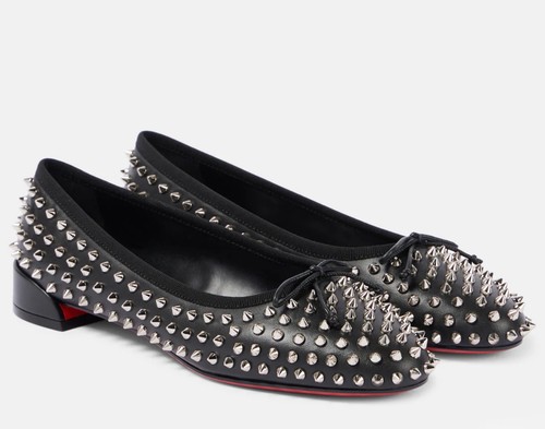 Christian Louboutin Studded Black Leather Sweetie Jane Ballet flats
