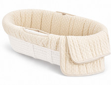 Tadpoles Moses Basket Bedding Cable Knit Set, Cream Polka  basket not included 