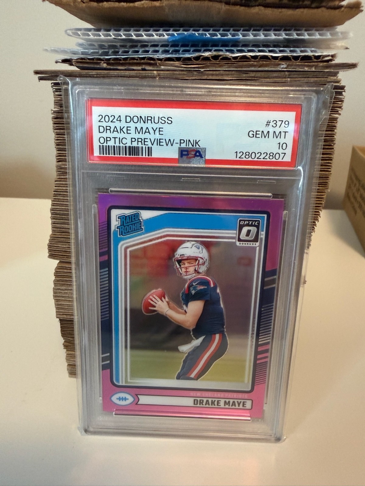 Drake Maye Panini Donruss #379 Optic Preview-Pink