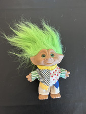 Ace Novelty Troll Doll Green Hair and mismatched clothes - see photos