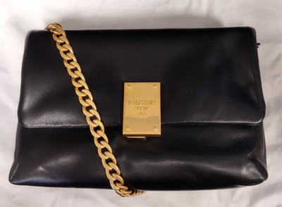 NWT NEW Balmain 1945 Soft Flap Black Leather chain wallet Bag Gold Logo $1500+