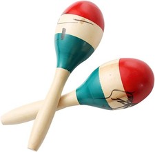2x Large Wooden Maracas Rumba Shakers Colorful Hand Percussion Salsa Party