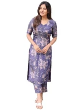 ANNI DESIGNER Women's Rayon Viscose Straight Printed Kurta with Pant