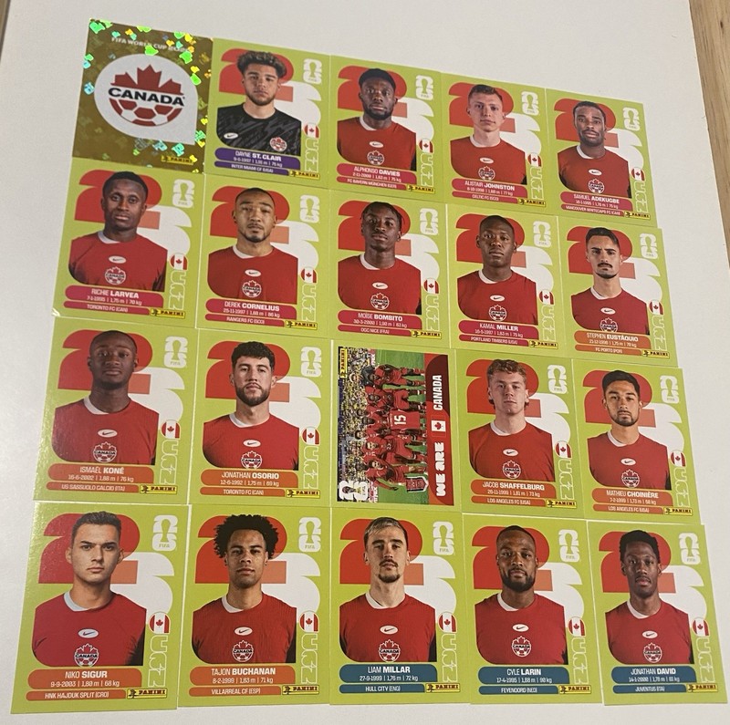 20x Canada Complete Swiss Edition Green 2026 World Cup Panini United Edition