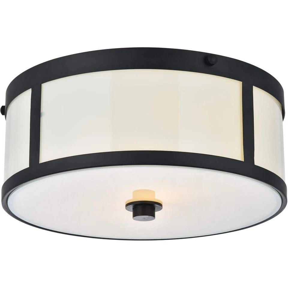 Living District Hadrian 2-Light Metal Flush Mount in Flat Black and White - Image 2 of 4