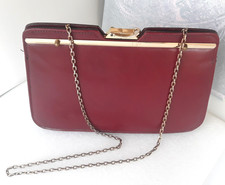 Vintage  Letisse  Leather Clutch Shoulder Bag Purse Burgundy  Chain  Nice