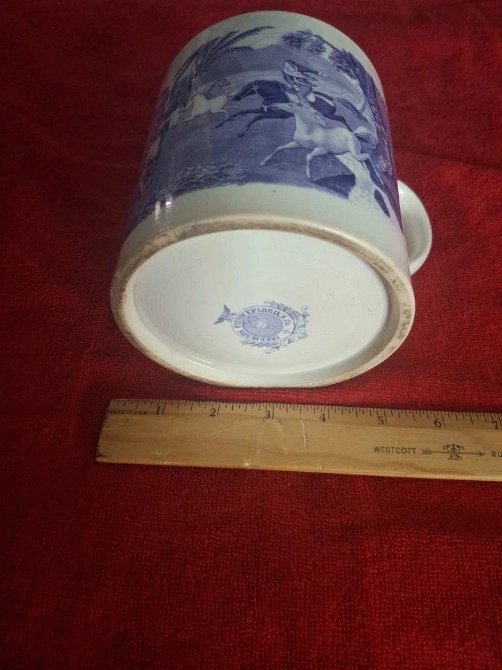 Taza de cerámica noruega Egersunds Fayance tela siglo XIX caballo redondeada. ¡Púrpura! Foto 3 de 4