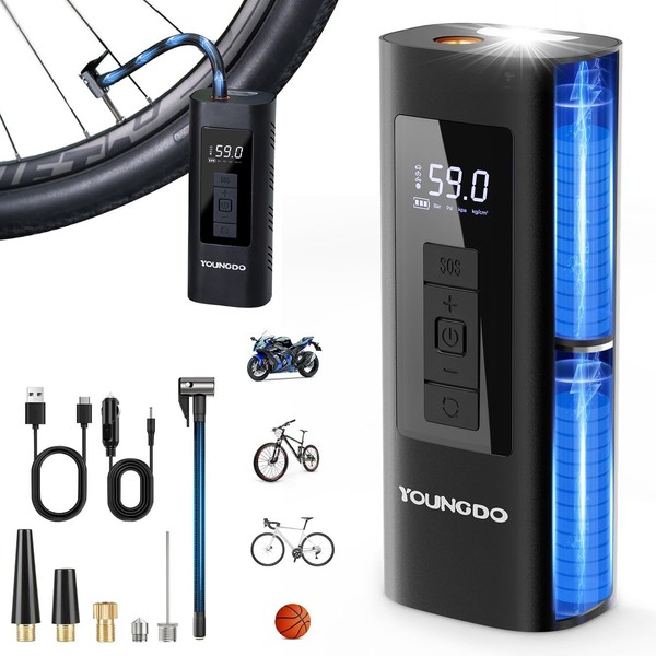 Elektrische Luftpumpe, Youngdo Fahrradpumpe, Luftpumpe Fahrrad 150PSI, Akku-image