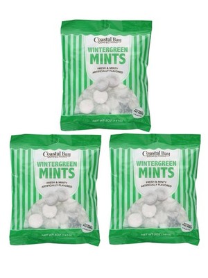 3 Pack - Coastal Bay Confections Wintergreen Mints (Fresh & Minty) 5 oz Bag