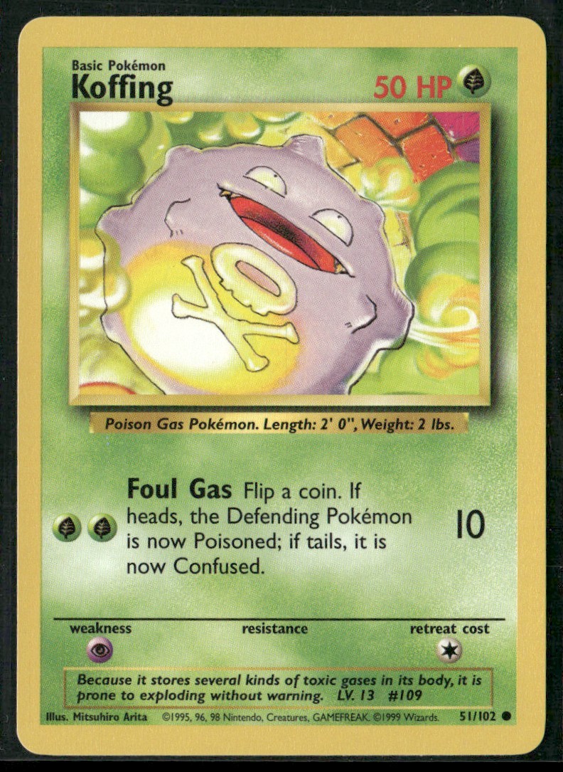 Koffing #51/102 Base Set 1999 Common NM/LP Pokemon TCG