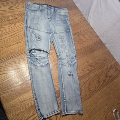Rue 21 Distressed Light Wash Skinny 90% Cotton Jean Men Size 36/32