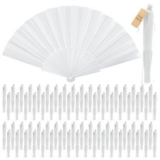 120 Pcs Folding Hand Fans Bulk Silk Fabric Foldable,White