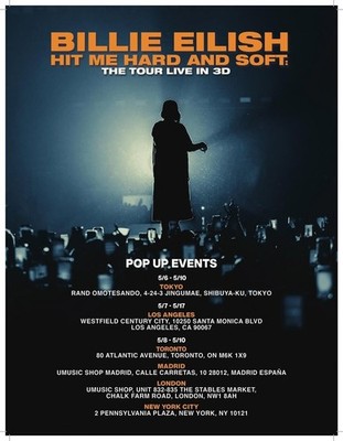 Billie Eilish Hit Me Hard And Soft Tour 2026 World Cities Poster