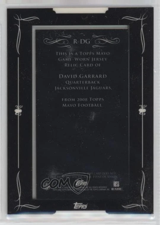 2008 Topps Mayo Mini Framed Relics David Garrard #R-DG - Image 2 of 2