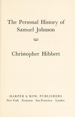 The Personal History of Samuel Johnson Hardcover Christopher Hibb