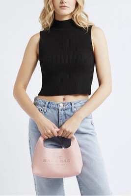 Marc Jacobs Ribbon Pink Pebbled Leather Mini Sack Bag with Zip