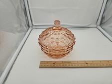 Vintage Depression Glass  Cubist Pattern  Pink Candy Dish  5.25 X 5.25 Very Nice
