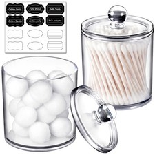 Clear Acrylic Qtip Holder Set Bathroom Organizer Cotton Swab Storage